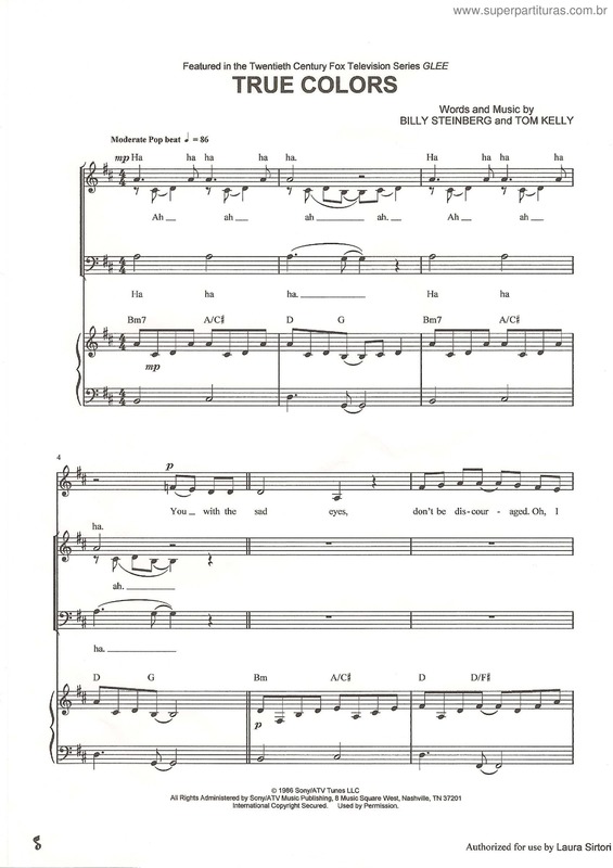 Partitura da música True Colors