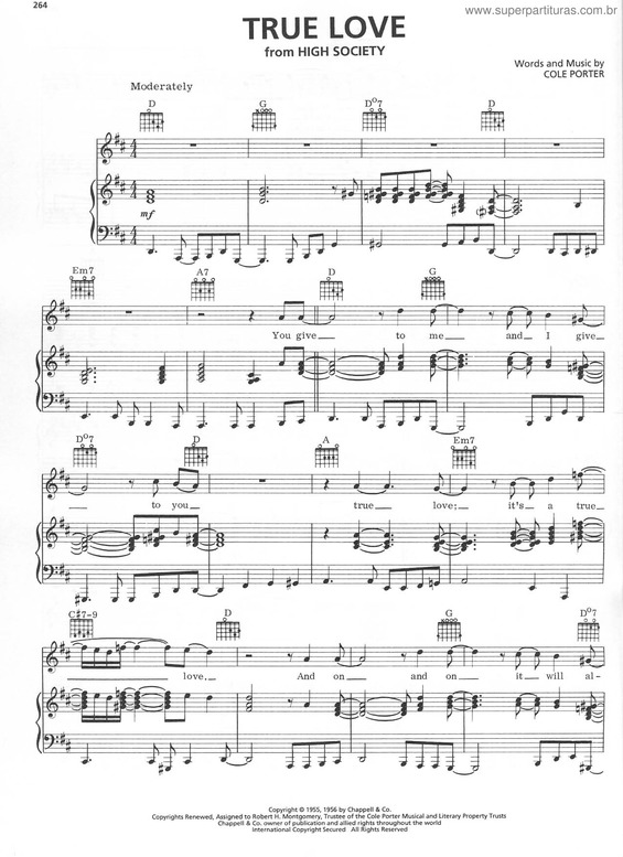 Partitura da música True Love