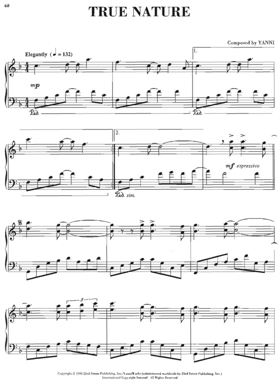 Partitura da música True Nature