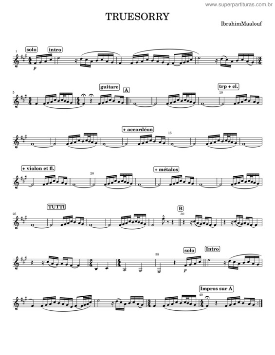 Partitura da música True Sorry – Ibrahim Maalouf v.3