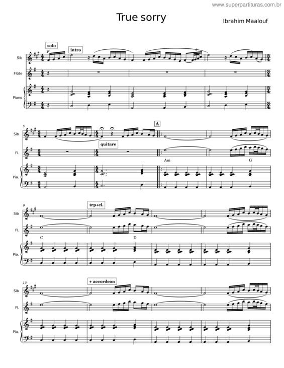 Partitura da música True Sorry – Ibrahim Maalouf v.4