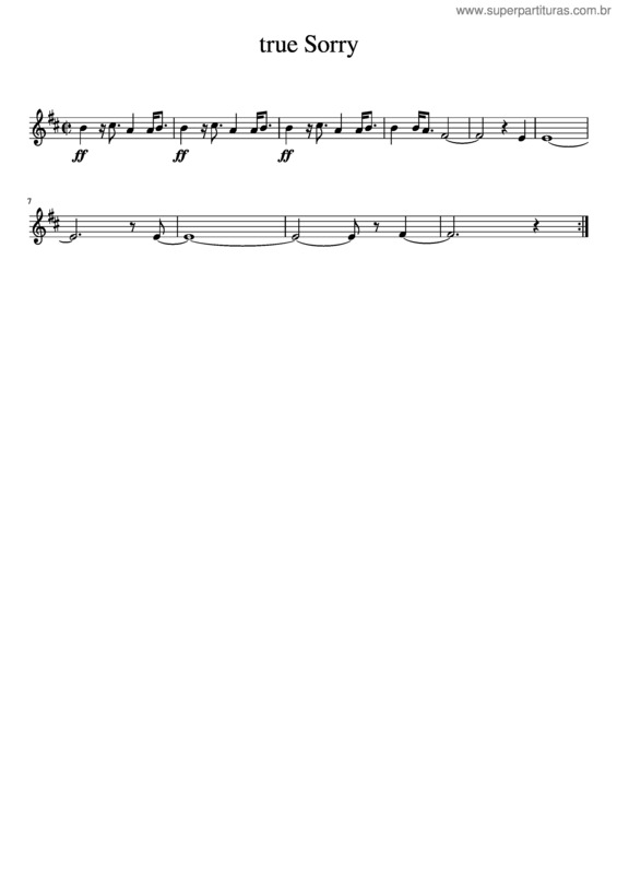 Partitura da música True Sorry v.3