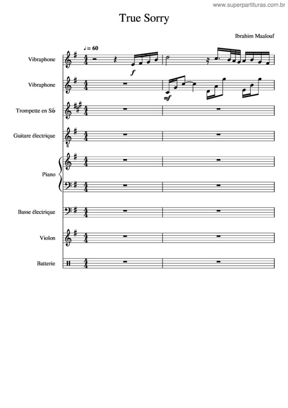 Partitura da música True Sorry