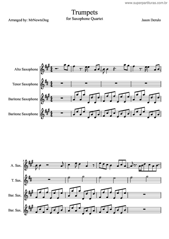 Partitura da música Trumpets