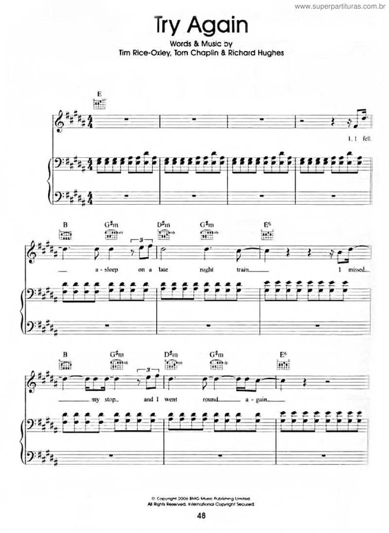 Partitura da música Try Again