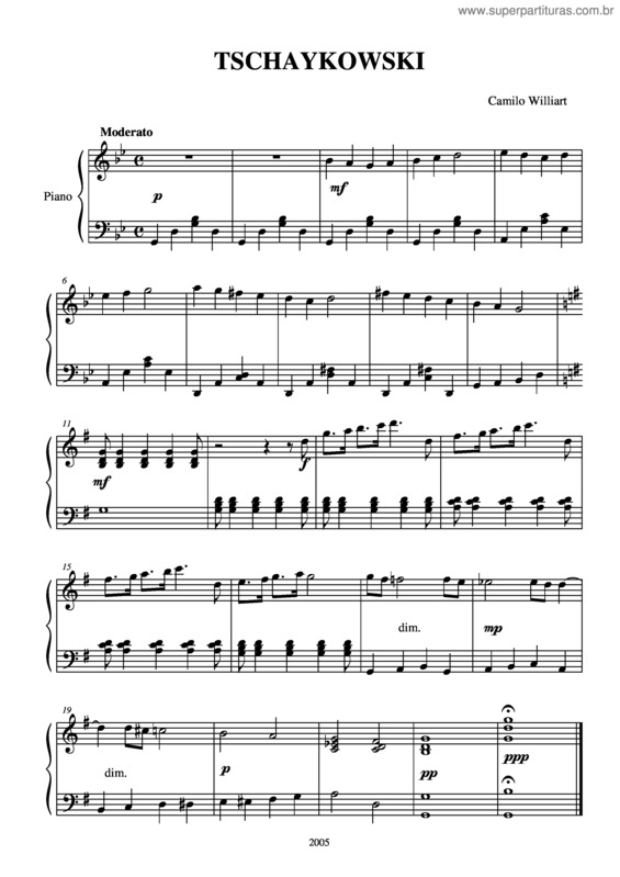 Partitura da música Tschaikovsky