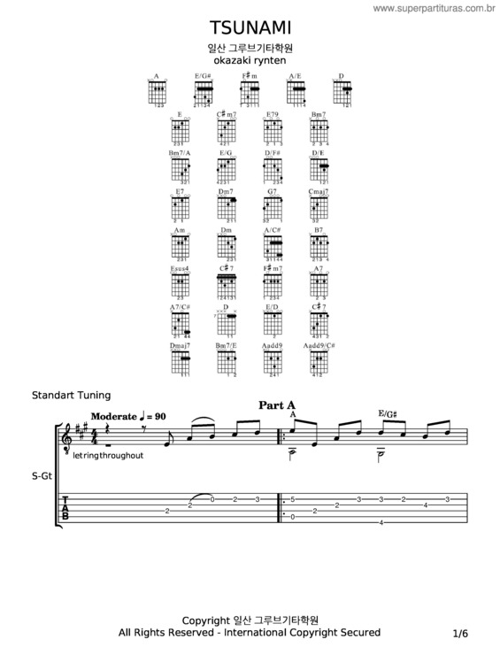 Partitura da música Tsunami – Rynten Okazaki