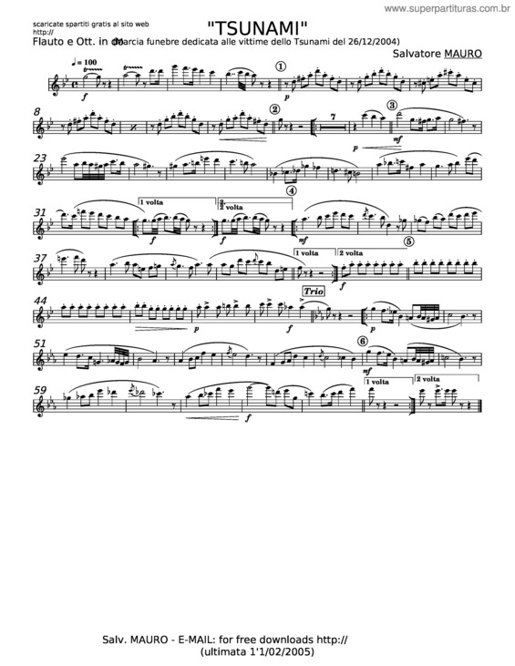 Partitura da música Tsunami – Salvatore Mauro