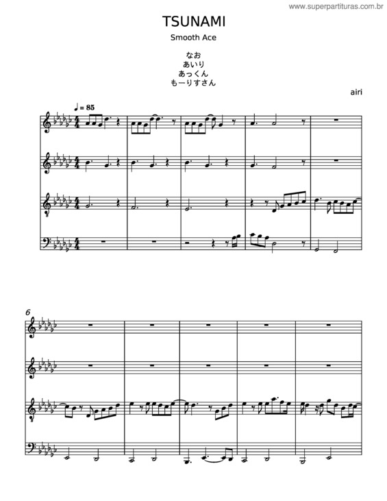 Partitura da música Tsunami – Smooth Ace