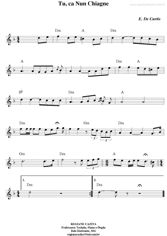 Partitura da música Tu, ca Nun Chiagne