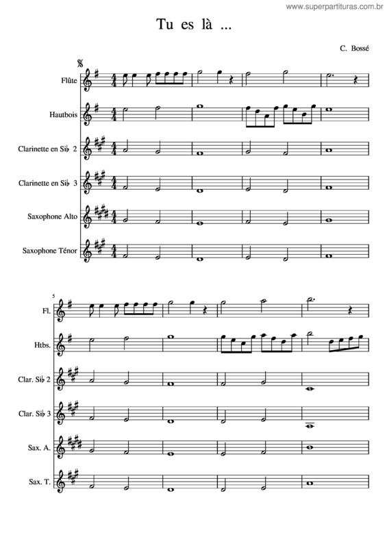 Partitura da música Tu  Es  Là