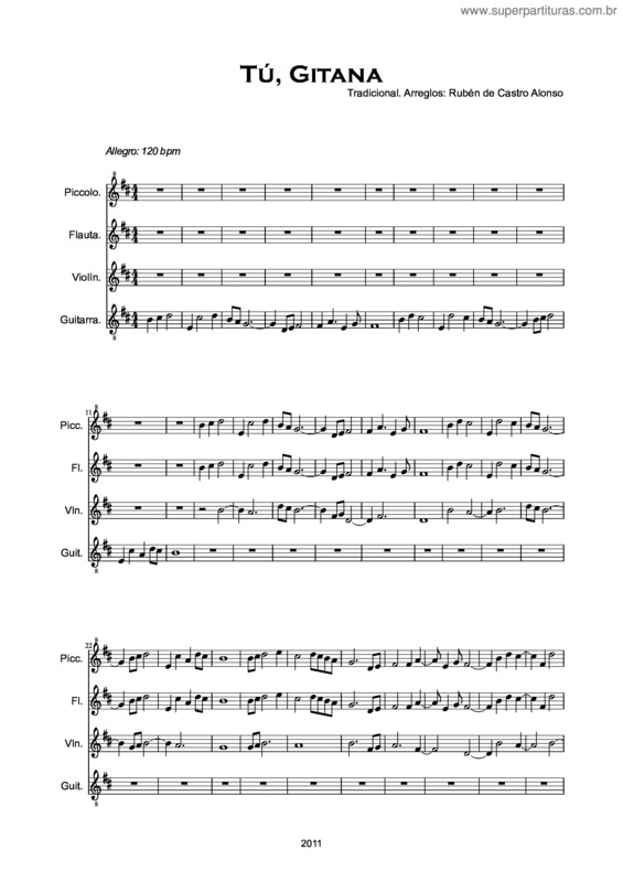 Partitura da música Tú, Gitana