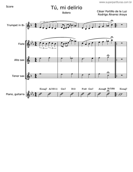 Partitura da música Tú, Mi Delirio – César Portillo De La Luz