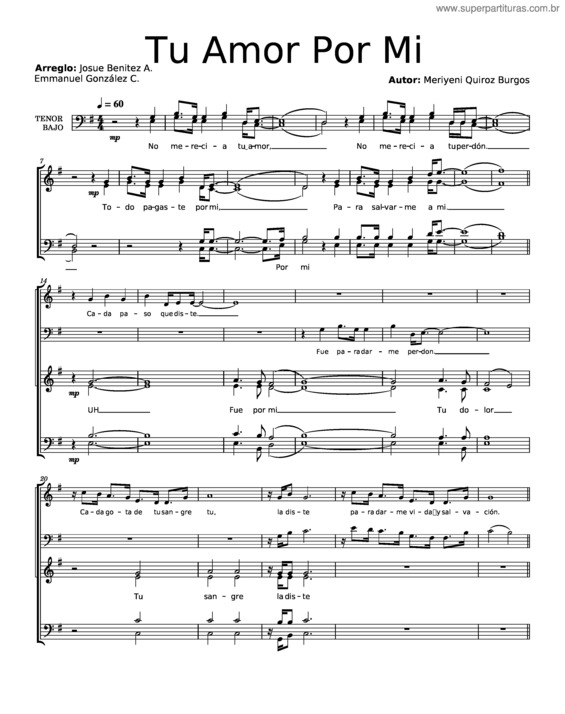 Partitura da música Tu Amor Por Mi v.2