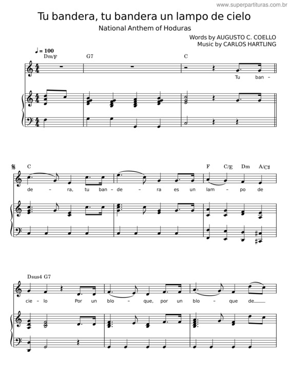 Partitura da música Tu Bandera Es Un Lampo De Cielo