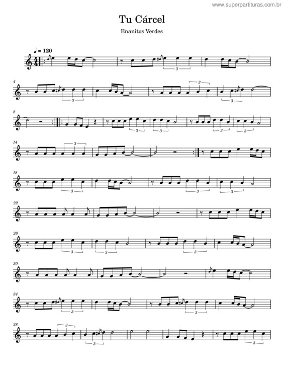 Partitura da música Tu Carcel – Enanitos Verdes v.2