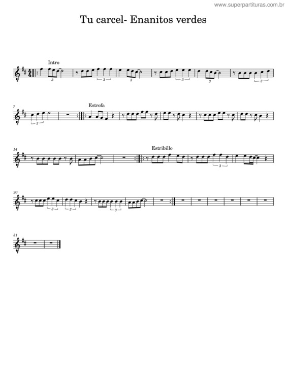 Partitura da música Tu Carcel – Enanitos Verdes v.3