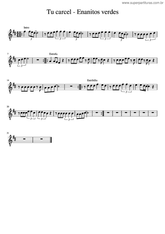 Partitura da música Tu Carcel – Enanitos Verdes