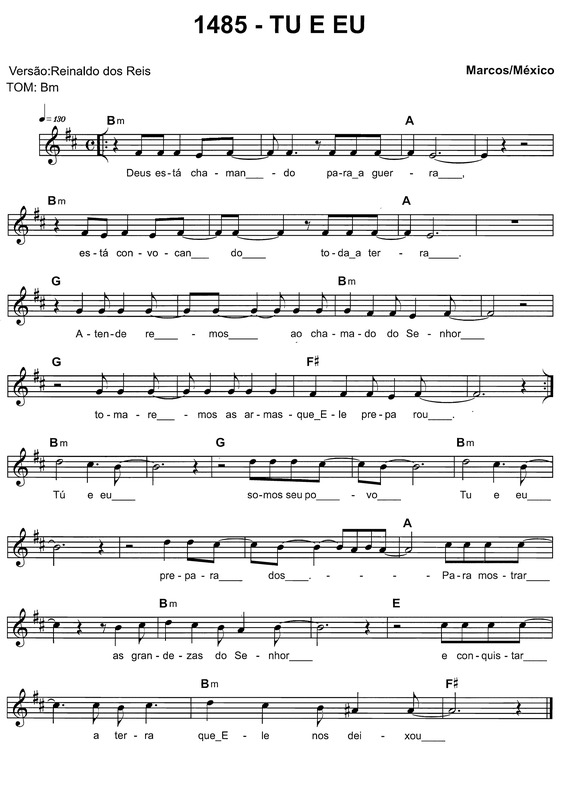 Partitura da música Tu E Eu