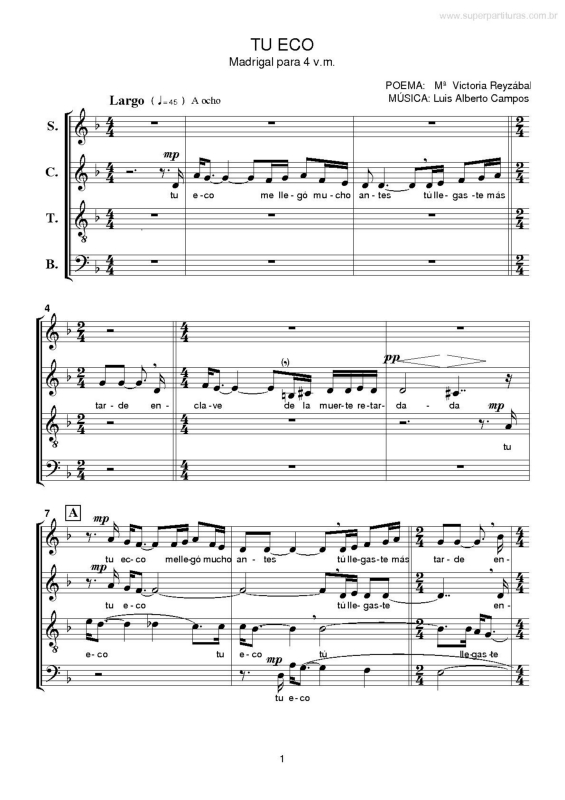 Partitura da música Tu Eco