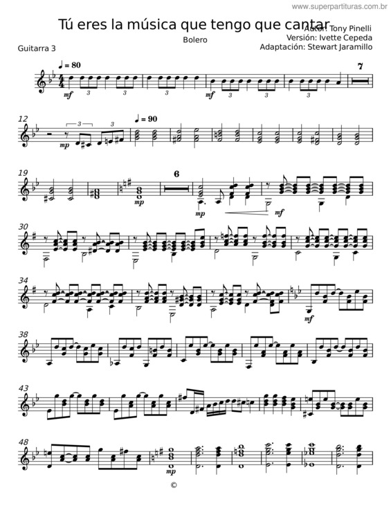 Partitura da música Tú Eres La Música Que Tengo Que Cantar – Tony Pinelli;Ivette Cepeda