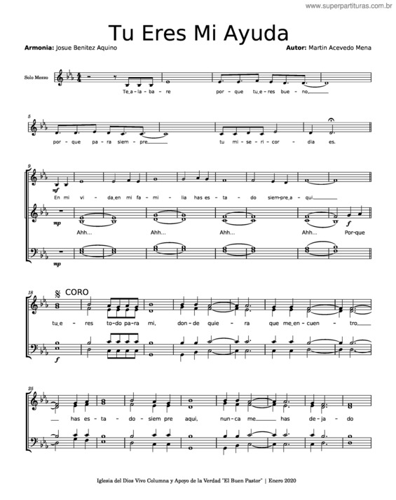 Partitura da música Tu Eres Mi Ayuda