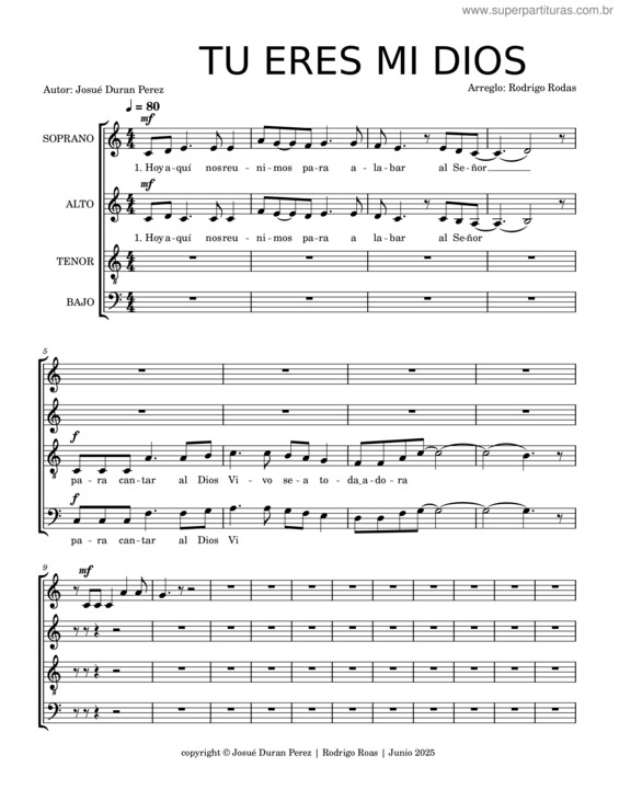 Partitura da música Tu Eres Mi Dios – Rodasrodrigo8