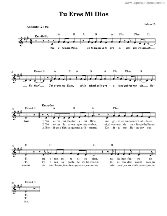 Partitura da música Tu Eres Mi Dios v.2