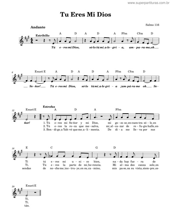 Partitura da música Tu Eres Mi Dios