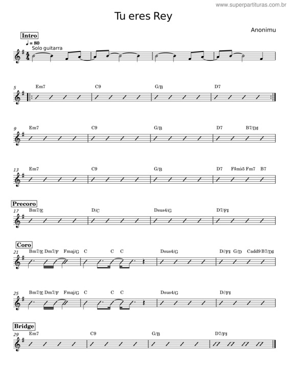 Partitura da música Tu Eres Rey v.2