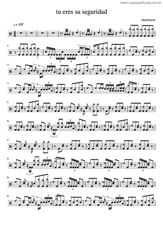 Partitura da música Tu Eres Su Seguridad