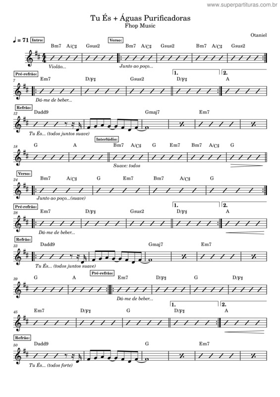 Partitura da música Tu És + Águas Purificadoras Base