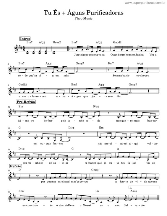 Partitura da música Tu És + Águas Purificadoras v.6