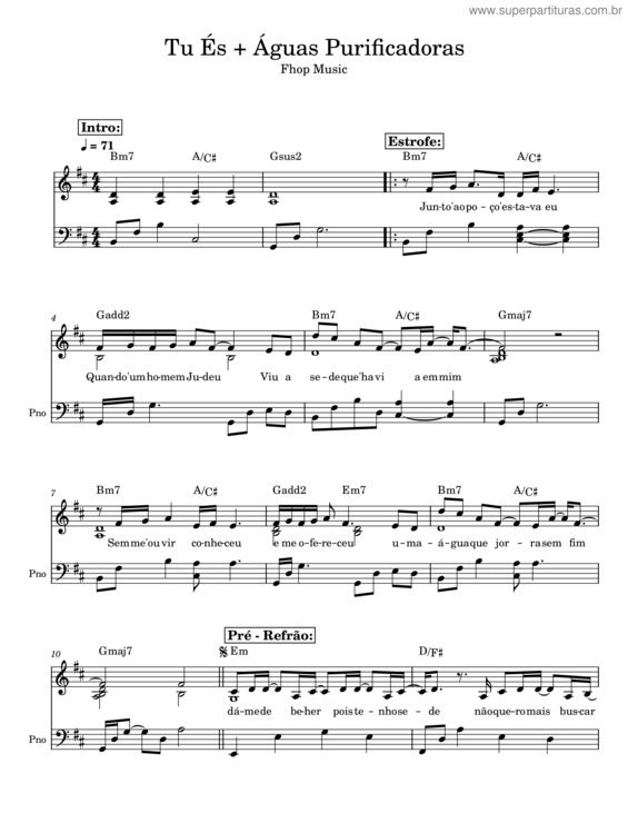 Partitura da música Tu És + Águas Purificadoras v.8