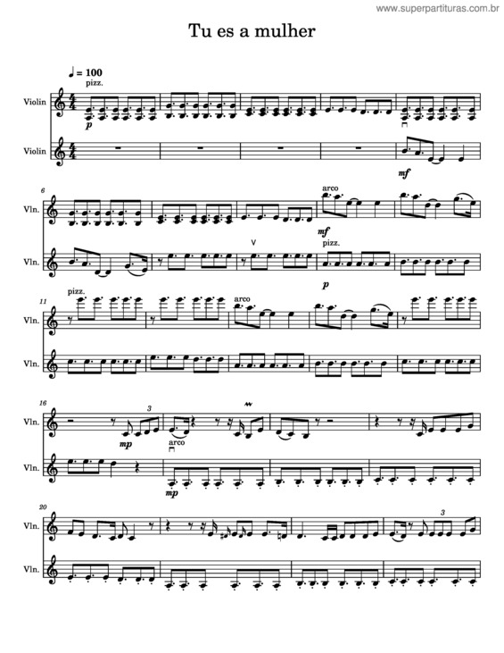 Partitura da música Tu Es A Mulher