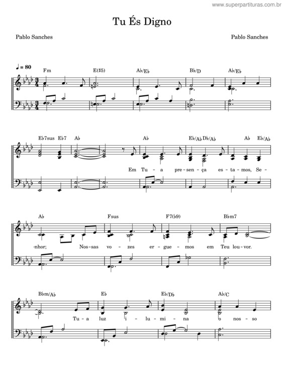 Partitura da música Tu És Digno v.6
