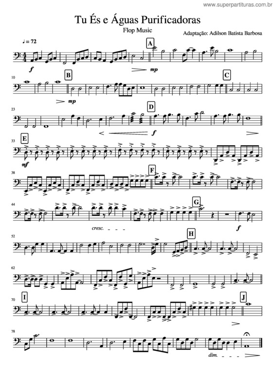 Partitura da música Tu És E Águas Purificadoras