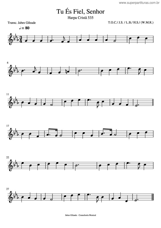 Partitura da música Tu És Fiel, Senhor! Hcc 25