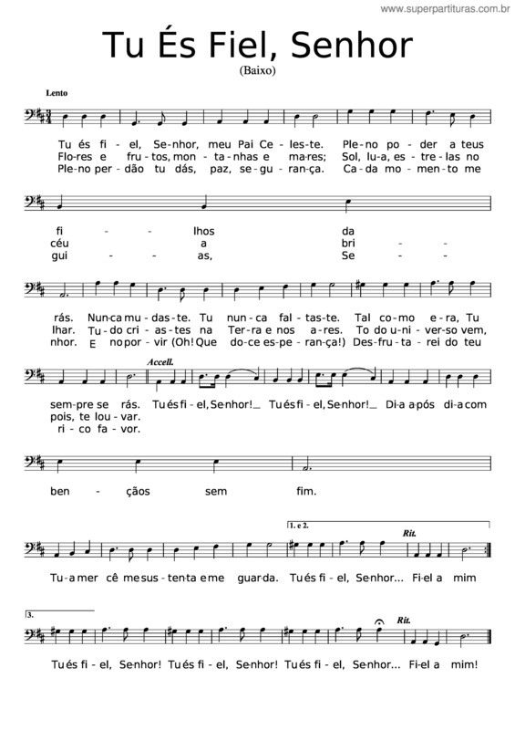 Partitura da música Tu És Fiel, Senhor-Baixo