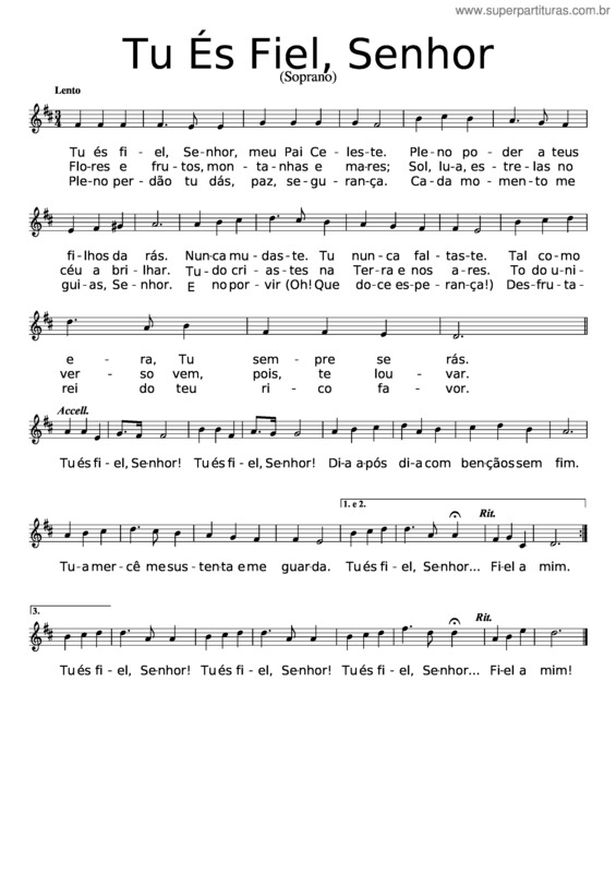 Partitura da música Tu És Fiel, Senhor-Soprano