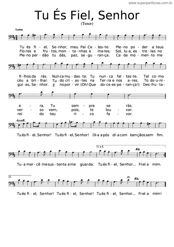 Partitura da música Tu És Fiel, Senhor-Tenor