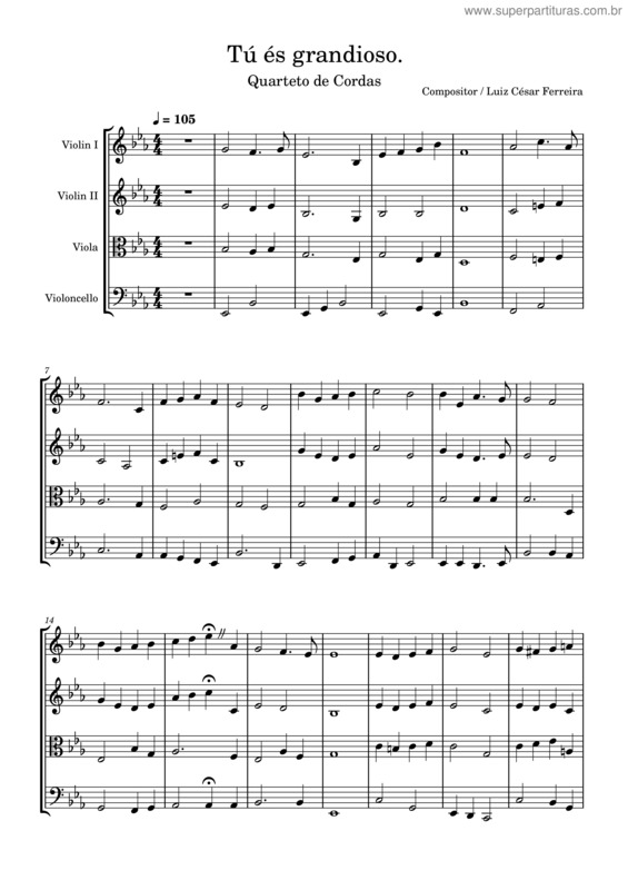 Partitura da música Tu És Grandioso