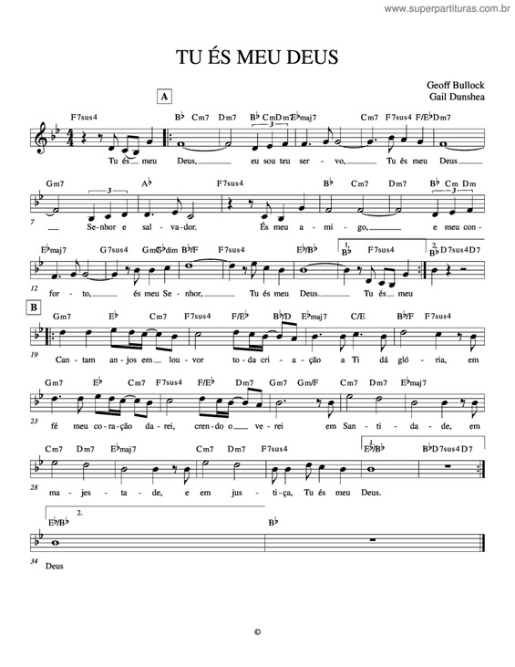 Partitura da música Tu És Meu Deus