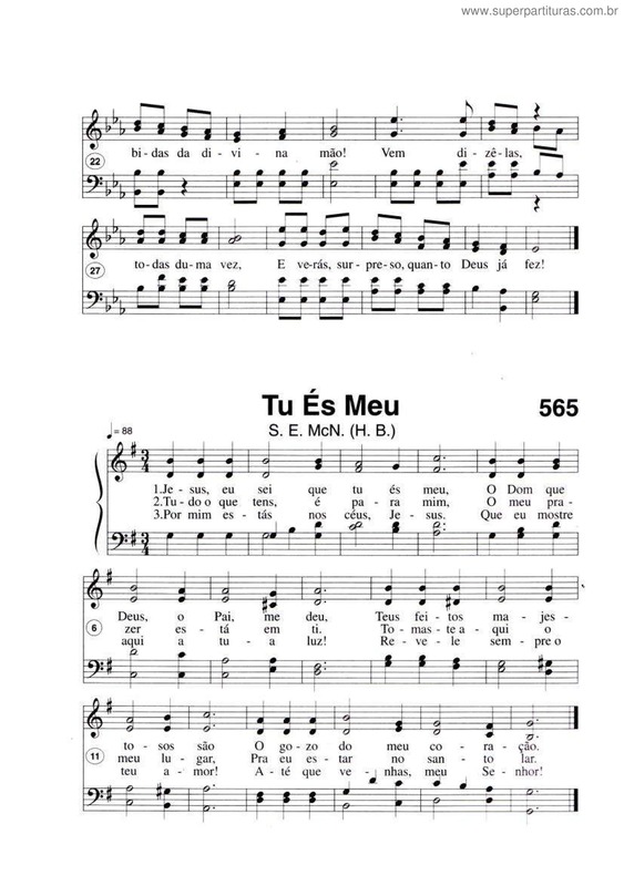 Partitura da música Tu És Meu