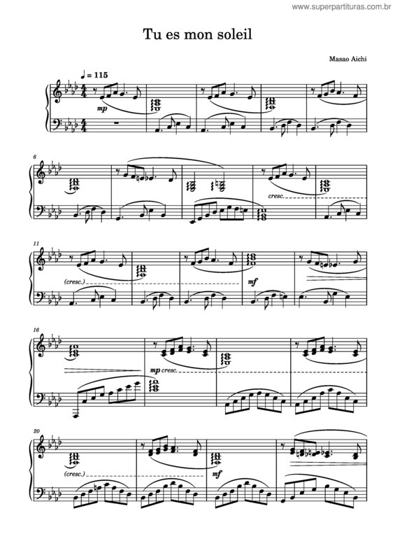 Partitura da música Tu Es Mon Soleil