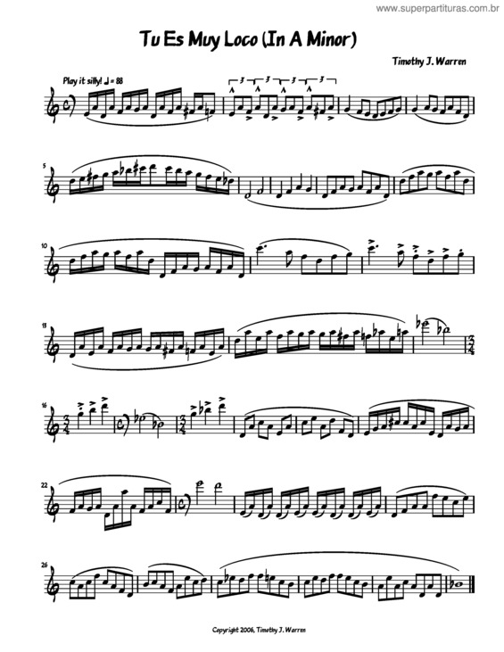 Partitura da música Tu Es Muy Loco In A Minor