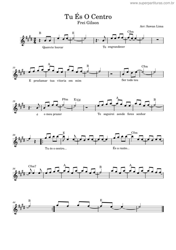 Partitura da música Tu És O Centro – Frei Gilson