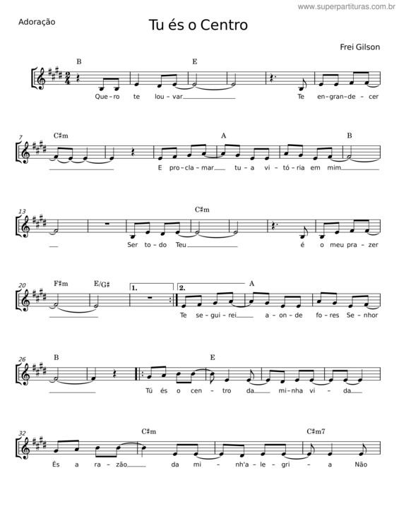 Partitura da música Tu És O Centro