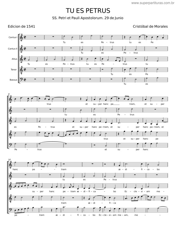 Partitura da música Tu Es Petrus v.13
