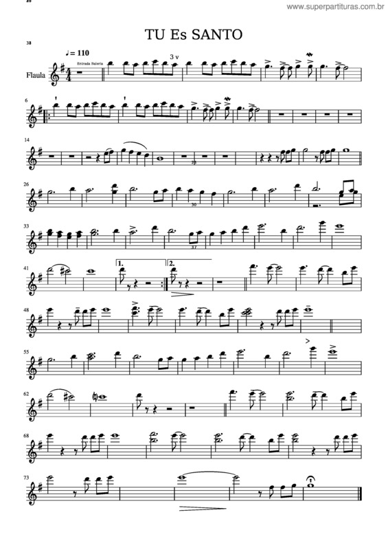 Partitura da música Tu Es Santo Flauta11